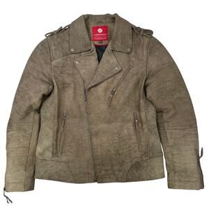 Laverapelle Men's Genuine Leather Biker Jacket Suede Moto Brown Medium